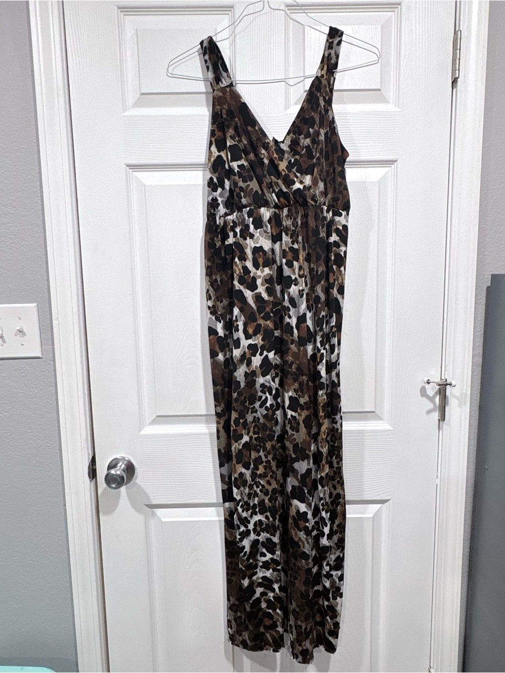 new directions Leopard Print Maxi Slip Dress in Brown and Black